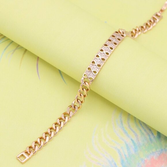 "Elegant Infinity Pattern Rose Gold Bracelet with Sparkling CZ Stones, XPBL0965 - Picture 2 of 12